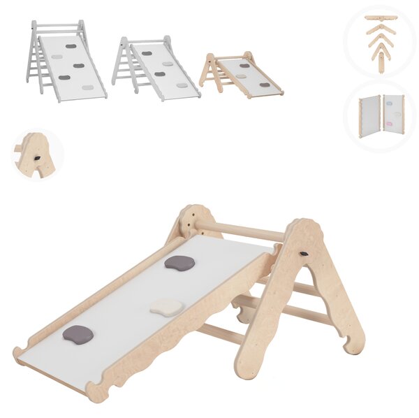 MAMOI ® Kletterdreieck Mini | Struttura di arrampicata per bambini | Triangolo con scivolo | Set di arrampicata in legno | Aiuto medico