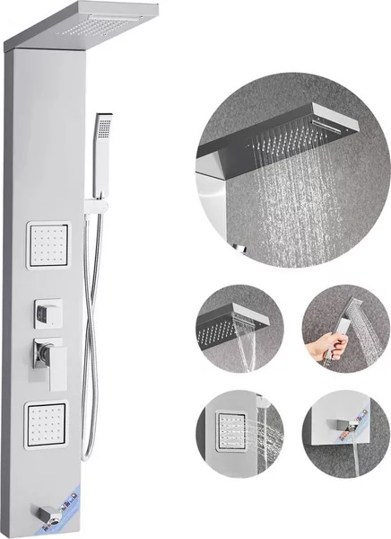 Sistema a torre per pannelli doccia V5 in 1 - in acciaio inox - colonna doccia a cascata - accessori per il bagno di alta qualità