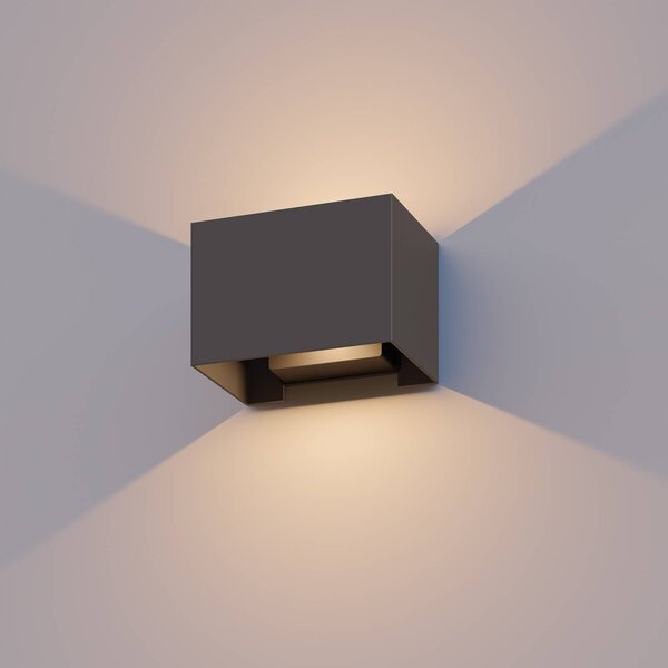 Calex Applique da esterni a LED Rectangle, Alluminio / Grigio / Zincato, Alluminio, Moderno, Applique LED da esterni