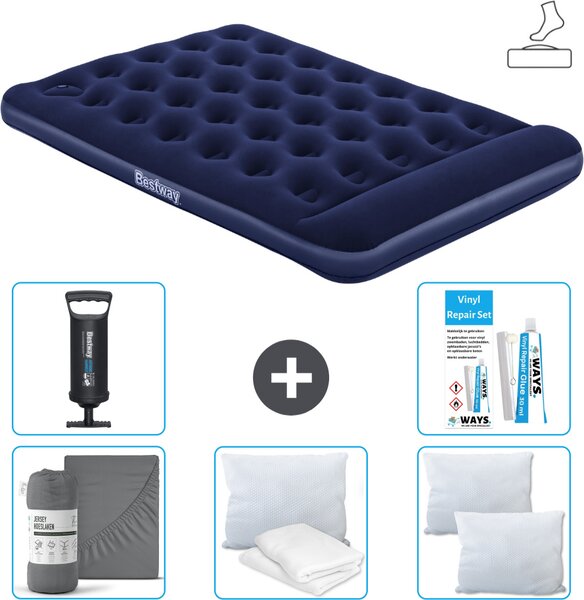 Materasso gonfiabile Bestway - Letto alla francese - 137 x 191 x 28 cm - Blu - Accessori inclusi