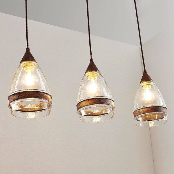 Lampada a sospensione Millina Lindby, dimmerabile, Marrone / Ruggine, Cucina, Vetro, Antico, Lampada a sospensione
