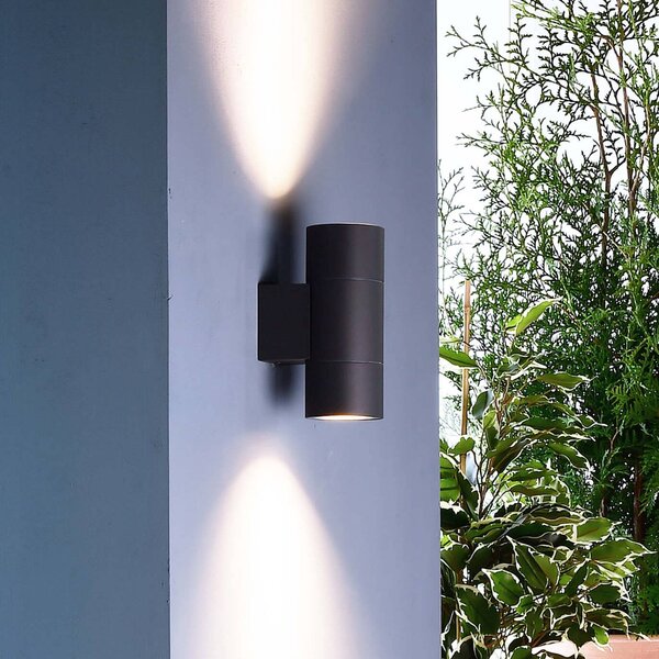 Deko-Light Applicazione da esterno Achernar a 2 luci up/down grigio nero Achernar, dimmerabile, Nero, Alluminio, Moderno, Applique da esterni