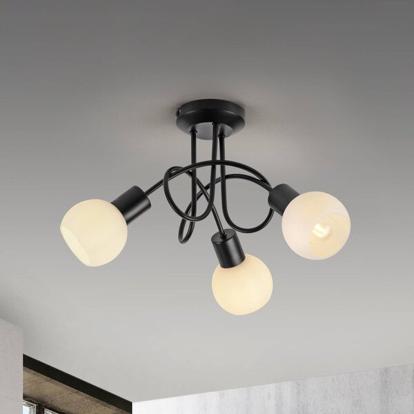 JUST LIGHT. GmbH Plafoniera soffitto Loki, Nero, Soggiorno / Sala da pranzo, Metallo, Plafoniera