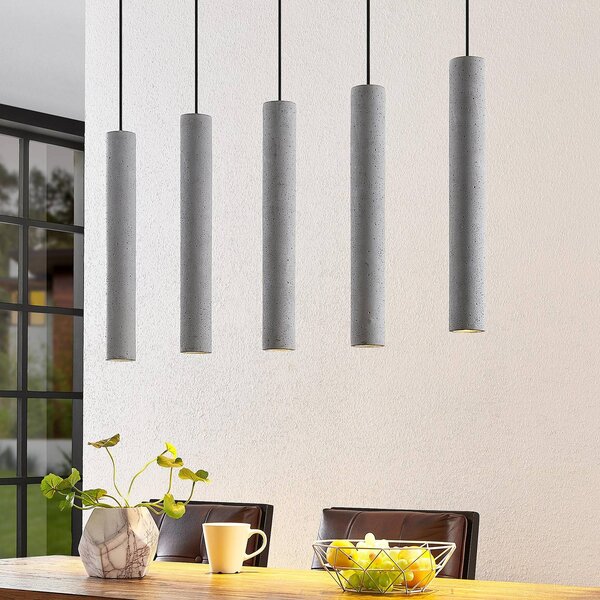 Lampada a sospensione Concretto Lindby, dimmerabile, Alluminio / Grigio / Zincato, Soggiorno / Sala da pranzo, calcestruzzo / cemento, Moderno, Lampada a sospensione