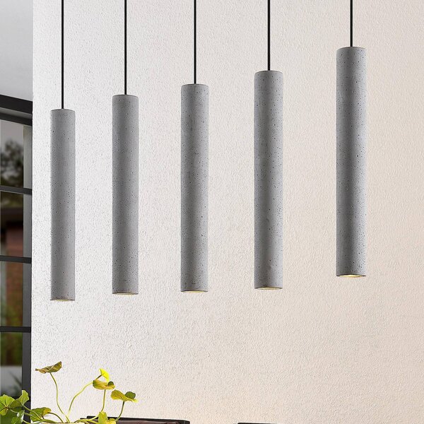 Lampada a sospensione Concretto Lindby, dimmerabile, Alluminio / Grigio / Zincato, Soggiorno / Sala da pranzo, calcestruzzo / cemento, Moderno, Lampada a sospensione