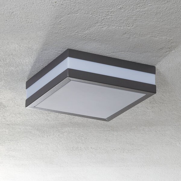 Brilliant Plafoniera da esterno Matteo, 2 x E27, IP44, antracite dimmerabile, Nero, Acciaio Inox, Moderno, Plafoniera