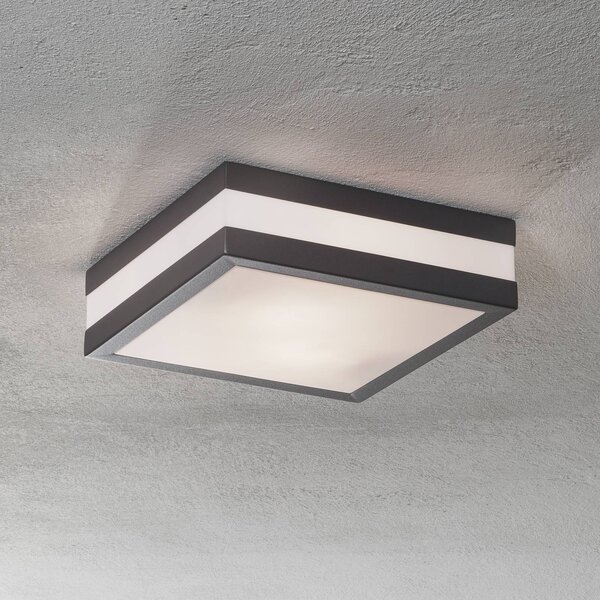 Brilliant Plafoniera da esterno Matteo, 2 x E27, IP44, antracite dimmerabile, Nero, Acciaio Inox, Moderno, Plafoniera