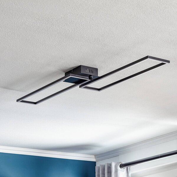 Briloner Plafoniera a LED Frame, dimmerabile, Nero, Soggiorno / Sala da pranzo, Metallo, Moderno, Plafoniera LED