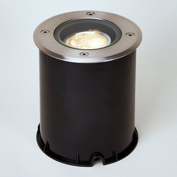 Lucande Lampada da incasso per pavimento a LED Jos, rotonda, orientabile, IP67 JOS, Alluminio / Grigio / Zincato, Acciaio Inox, Moderno, Faretto da incasso da terra