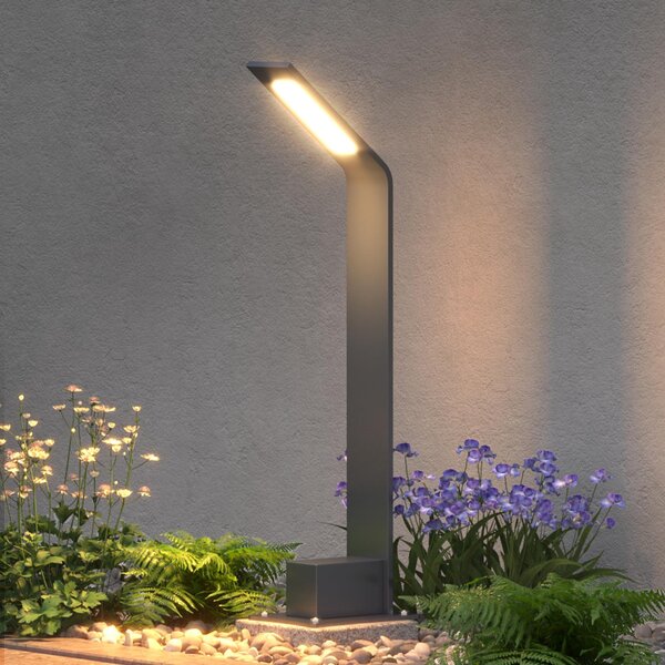 Doporro Lampione da Giardino 40 cm IP65 con LED 6W 3000K C Paletto Luminoso da Esterno in Alluminio Grigio Scuro per Sentieri, Vialetti, Terrazze e Cortili, Design Moderno