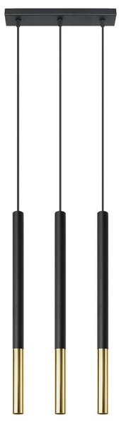 Lampada a sospensione MOZAICA 3L nero/oro 3xG9 8W acciaio 90x5x30cm Sollux Lighting
