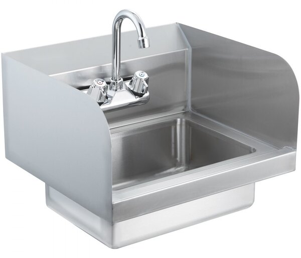 Lavabo Deluxe - Lavamani con rubinetto - Installazione a parete - Ideale per ristoranti e uso domestico - Compatto ed elegante - 432x381x330 mm