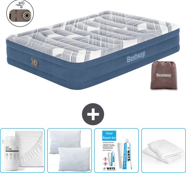 Materasso gonfiabile Bestway - 2 persone - 152 x 203 x 36 cm - Blu - Accessori inclusi