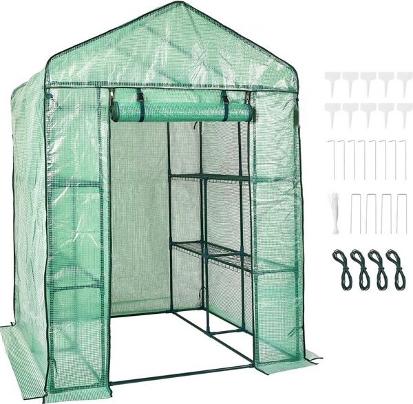Serra per pomodori 141x141x200cm - Robusta serra per pomodori - Può contenere fino a 15 kg - Materiale PE e acciaio tubolare - Con 4 ripiani - Ideale per gli ortaggi - Casa per piante da giardino
