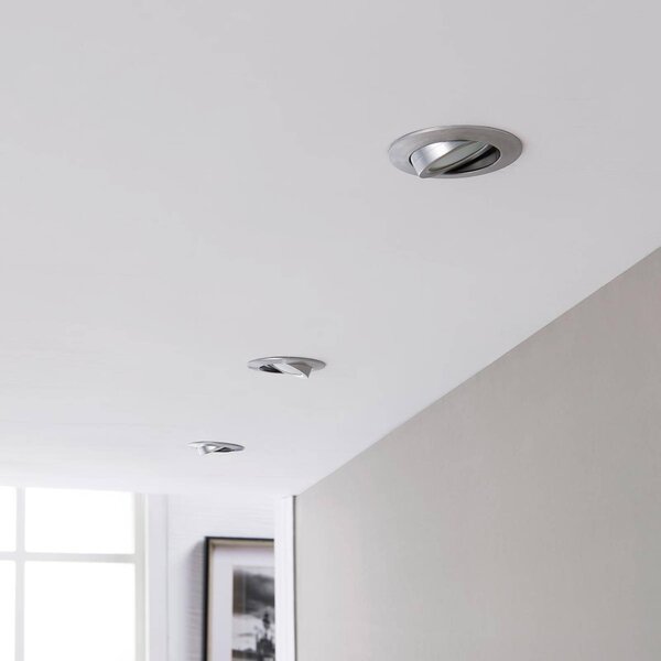 Faretto LED da incasso Andrej, rotondo, alluminio, set di 3 Andrej Lindby, Alluminio / Grigio / Zincato, Soggiorno / Sala da pranzo, Plastica, Moderno