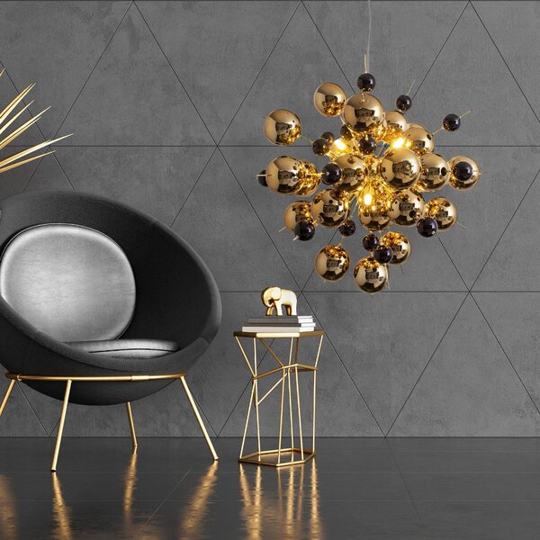 Näve Lampada a sospensione in vetro Explosion, dimmerabile, Ottone / Oro, Soggiorno / Sala da pranzo, Vetro, Lampada a sospensione