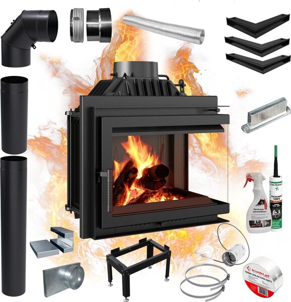 Inserto camino destro KRATKI SIMPLE 8kW set di chiusura