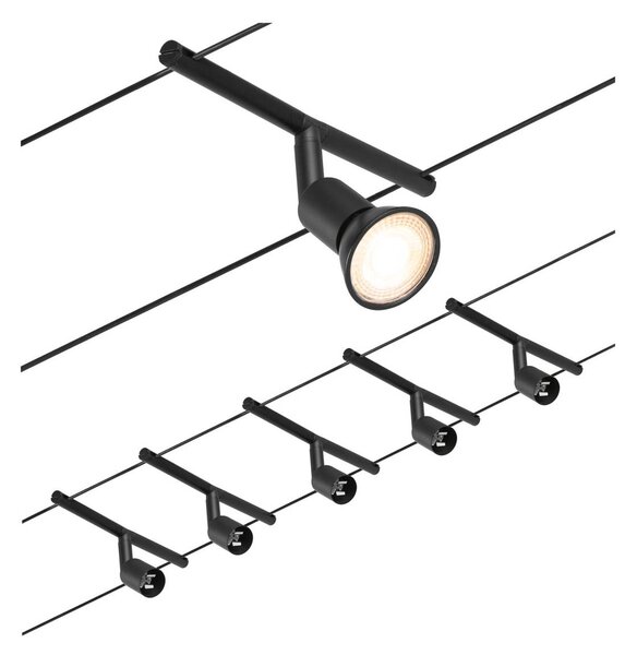 Paulmann Wire Salt sistema funi 5 luci 5m nero, Nero, Corridoio, Metallo, Moderno, Sistema di illuminazione a funi
