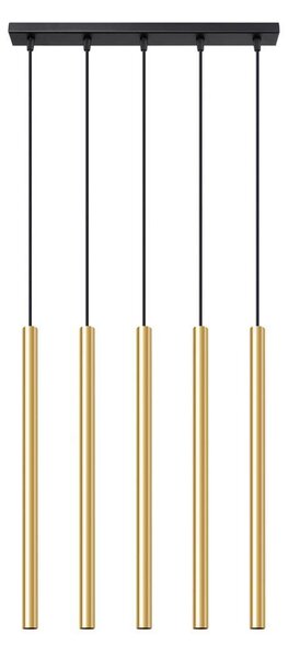 Lampada a sospensione PASTELO 5L oro lucido 5xG9 8W acciaio 90x5x45cm Sollux Lighting