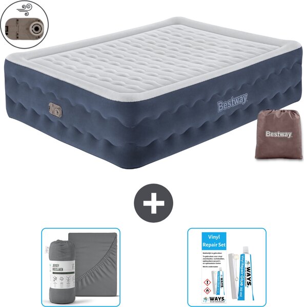 Materasso gonfiabile Bestway - 2 persone - 152 x 203 x 51 cm - Blu - Accessori inclusi