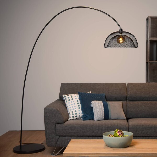 Lucide Lampada ad arco Mesh, Nero, Soggiorno / Sala da pranzo, Metallo, Moderno, Lampada da terra