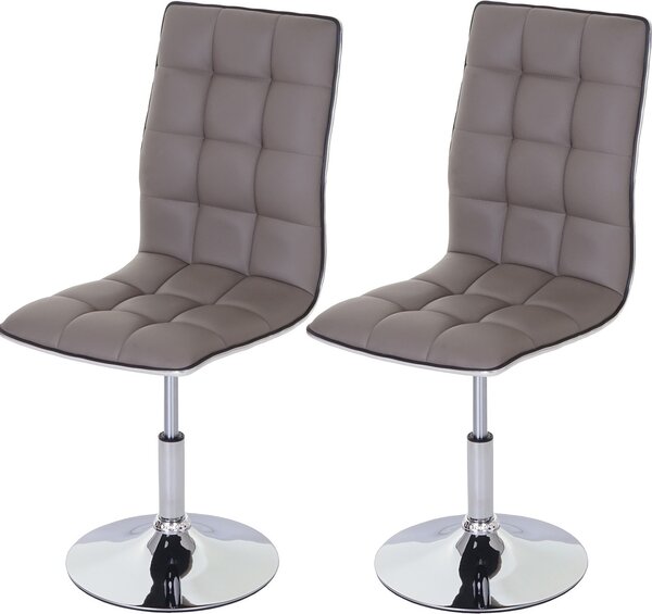 Set di 2 sedie da pranzo MCW-C41, sedia per cucina, ecopelle certificata MVG, colore grigio tortora