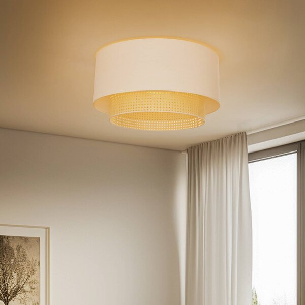 Duolla Plafoniera soffitto Boho, dimmerabile, Bianco / Opale, Camera da letto, Tessuto / Stoffa / Seta, Plafoniera
