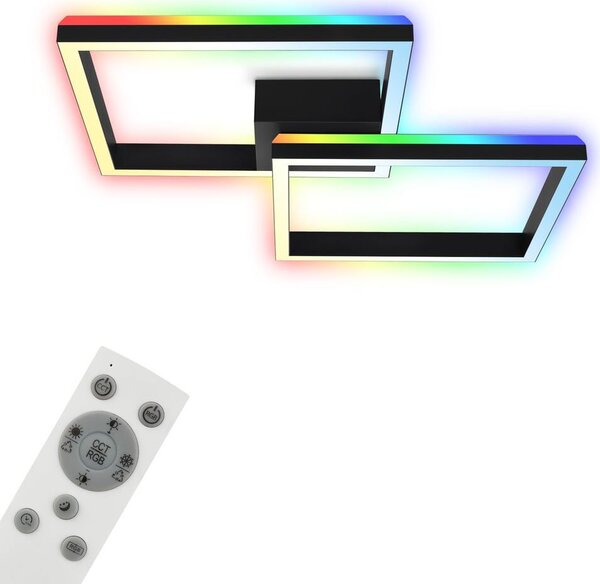 BRILONER - Lampada da soffitto RGB, lampada da soffitto retroilluminata a LED, dimmerabile, temperatura colore regolabile, cornice LED RGB, telecomando, nero