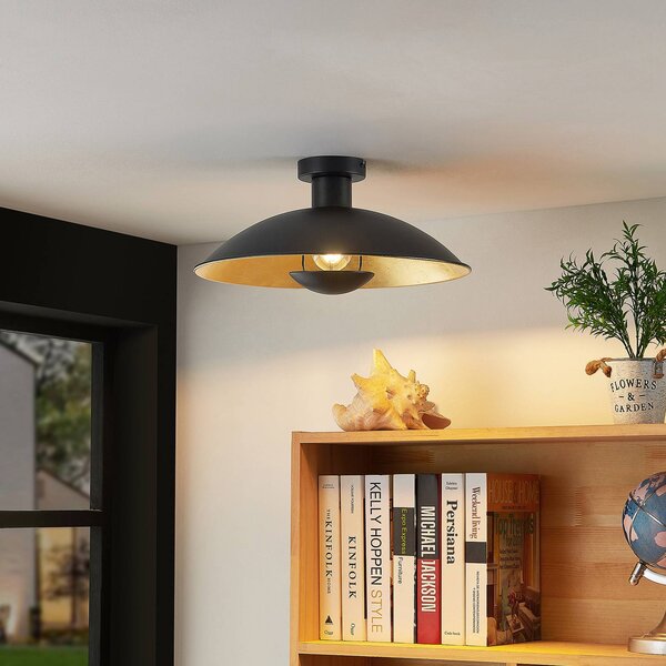 Plafoniera soffitto Narisara Lindby, dimmerabile, Nero, Soggiorno / Sala da pranzo, Metallo, Moderno, Plafoniera