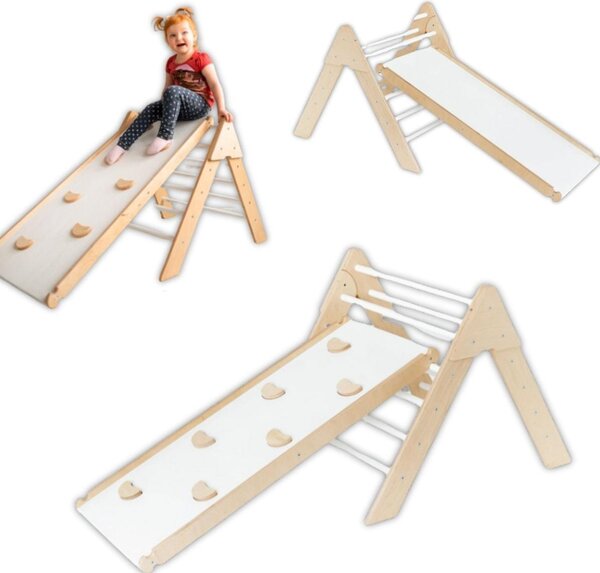 Triangolo di arrampicata, struttura di arrampicata in legno per bambini Triangolo di germinazione, scivolo per bambini