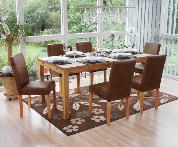 Set di 6 sedie per sala da pranzo Sedia da cucina Littau ~ tessuto, finto camoscio, gambe chiare