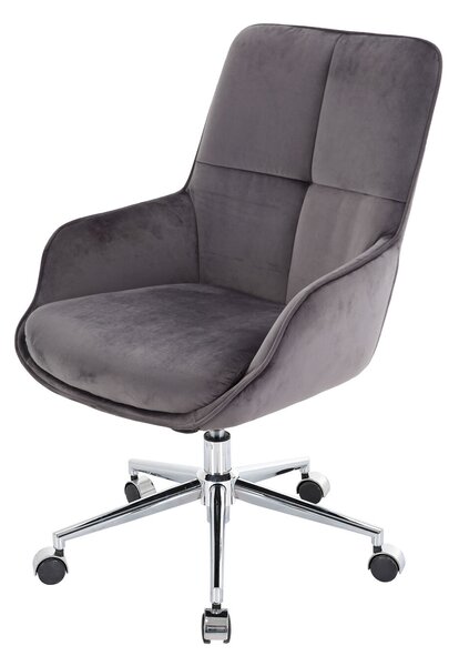 Sedia da ufficio HWC-J64, sedia girevole da scrivania poltrona, regolabile in altezza in velluto MVG ~ grigio scuro