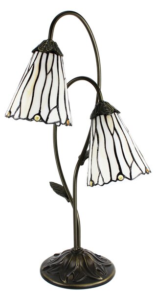 Clayre & Eef Lampada da tavolo Tiffany 61 cm Marrone Bianco in poliresina