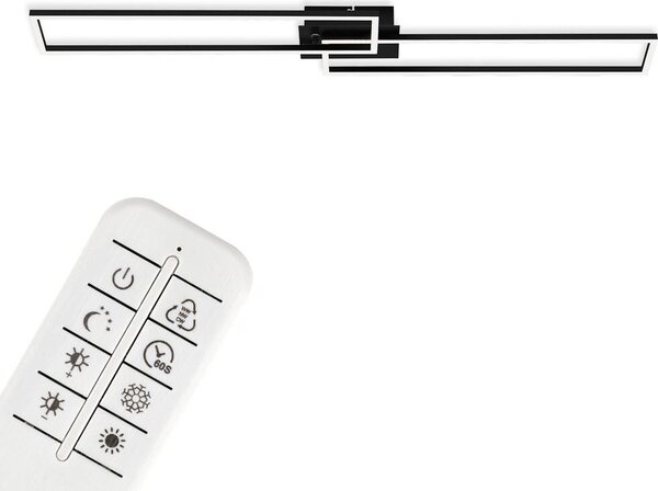 BRILONER FRAME Lampada da soffitto a LED, telecomando, dimmerabile, controllo della temperatura del colore CCT, orientabile, nero, 110 x 24,8 x 7,8 cm
