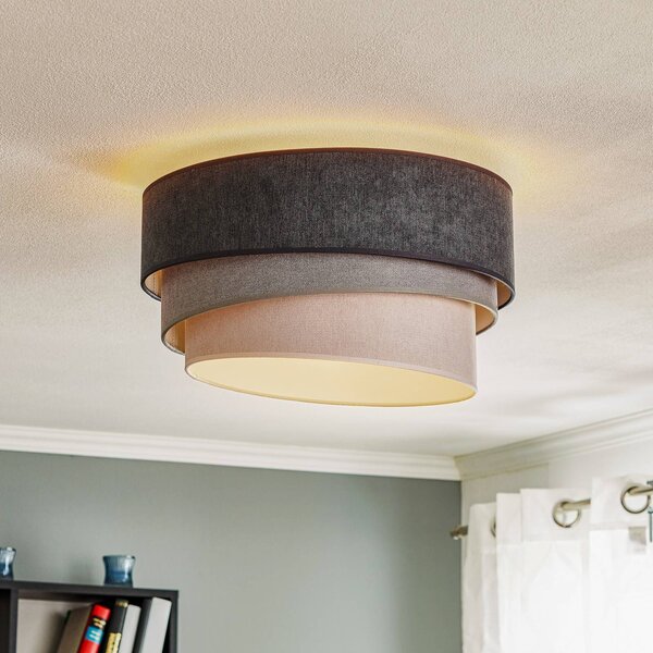 Plafoniera soffitto Pastell Trio Duolla, dimmerabile, Alluminio / Grigio / Zincato, Soggiorno / Sala da pranzo, Tessuto / Stoffa / Seta, Moderno, Plafoniera