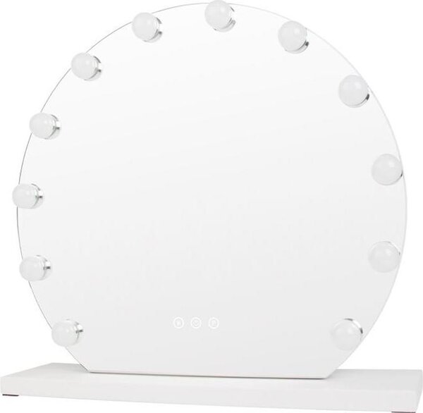 UNIQ London Specchio da trucco rotondo con 12 luci LED e funzione touch - Bianco