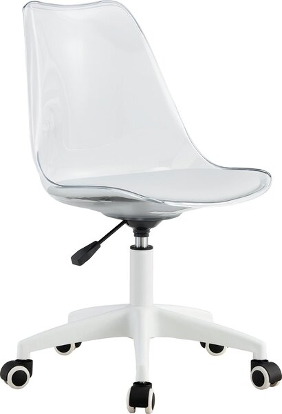Sedia girevole con schienale trasparente - regolabile in altezza, imbottitura in PU, rotelle scorrevoli per spostamenti sicuri. Design minimalista