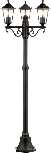 BRILLANTE candelabro classico nero CARLEEN | lampada da terra per esterni con tre bracci | altezza 2 metri | dimmerabile con una fonte luminosa adeguata | 3x presa E27 max. 60 watt | metallo/vetro