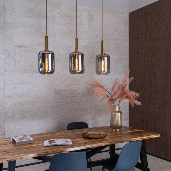 Lucide Lampada a sospensione in vetro Joanet, dimmerabile, Alluminio / Grigio / Zincato, Soggiorno / Sala da pranzo, Vetro, Lampada a sospensione