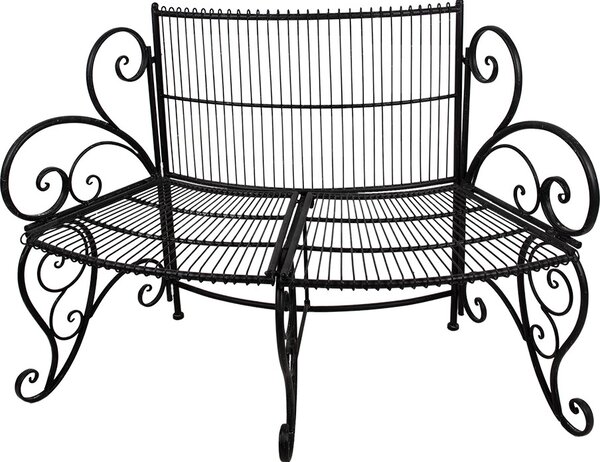 Panchina da giardino Clayre & Eef 134x54x92 cm in metallo nero