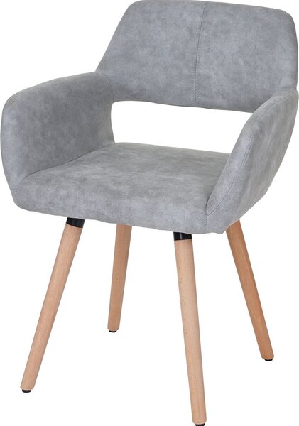 Sedia da sala da pranzo HWC-A50 II, sedia da cucina, design retrò anni '50 ~ tessuto, vintage grigio cemento, gambe leggere