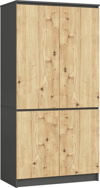 Akord Armadio 4 Ante Grafite/Rovere Artisan 90X51X180 Cm
