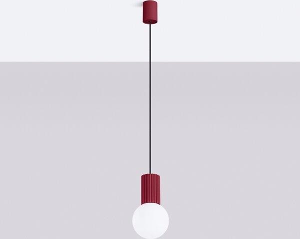 Lampada a sospensione SFERA bordeaux e bianca 1xG9x8W in alluminio, dimensioni: 120x12x12 cm, IP20, Pure Lume