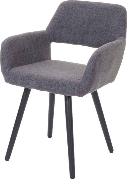 Sedia da sala da pranzo HWC-A50 II, sedia da cucina, design retrò anni '50 ~ tessuto, grigio, gambe scure