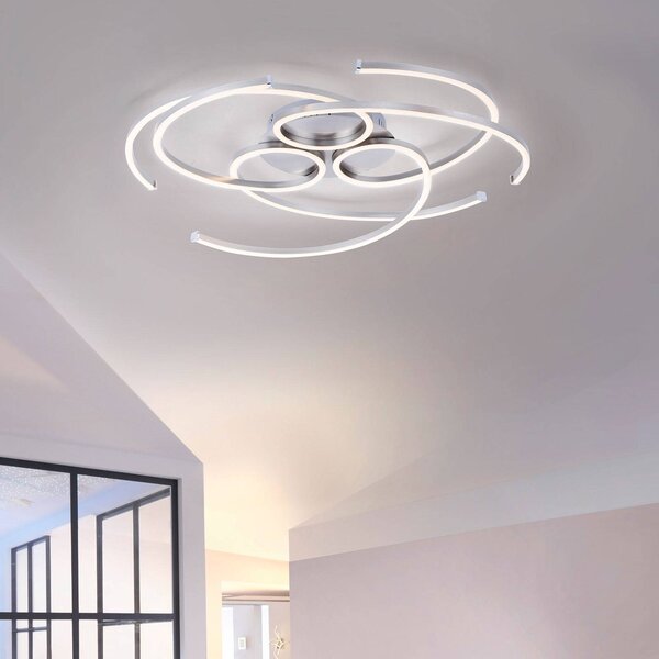 Paul Neuhaus Plafoniera a LED Danilo, dimmerabile, Alluminio / Grigio / Zincato, Soggiorno / Sala da pranzo, Alluminio, Moderno, Plafoniera LED