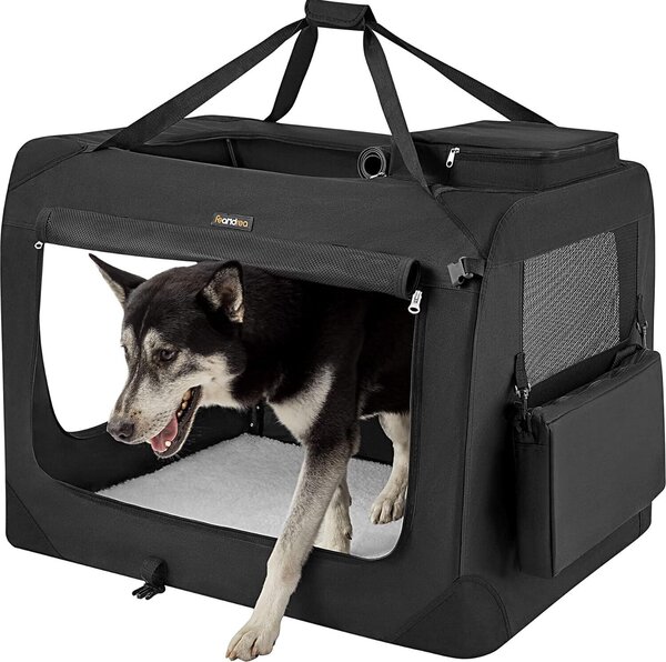 Feandrea cassa pieghevole per cani, box per trasporto cani, XXL, borsa per cani, tessuto Oxford, tessuto a rete, traspirante, portatile, struttura in metallo, con maniglie, tasche