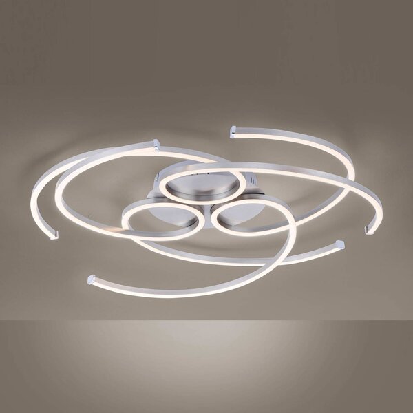 Paul Neuhaus Plafoniera a LED Danilo, dimmerabile, Alluminio / Grigio / Zincato, Soggiorno / Sala da pranzo, Alluminio, Moderno, Plafoniera LED