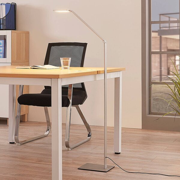 Lampada da terra a LED Resi Lucande, dimmerabile, Alluminio / Grigio / Zincato, Studio / Ufficio, Alluminio, Moderno, Lampada LED da terra