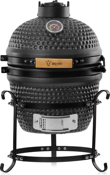 BBQ-Toro Kamado Grill a carbonella Ø 32 cm "HAIIRO", grigio opaco, smaltato a bolle d'aria
