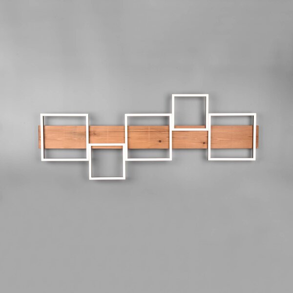 Trio Lighting Plafoniera a LED Harper, dimmerabile, Legno scuro, Soggiorno / Sala da pranzo, Metallo, Plafoniera LED